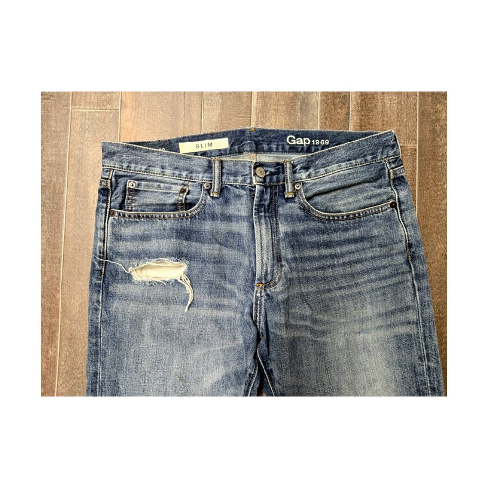 ❤️GAP 1969 slim fit jeans 32x32 size. Blue denim mens jeans. - Picture 4 of 9
